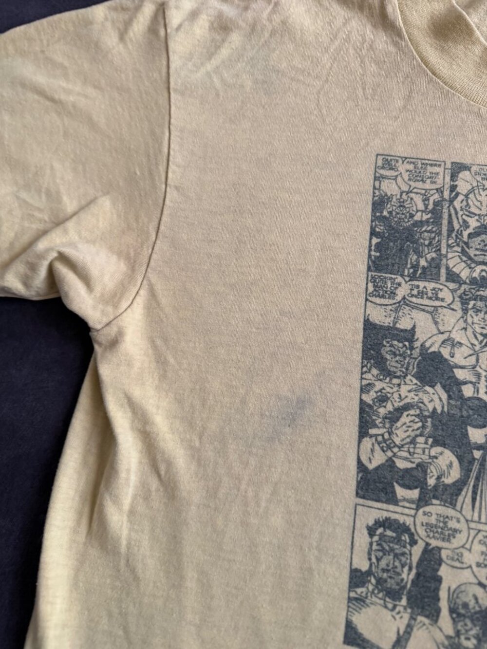 Vintage Yellow Comic Print T-Shirt Oneita Power-T 50/50 Mens M Graphic Tee - Picture 4 of 7
